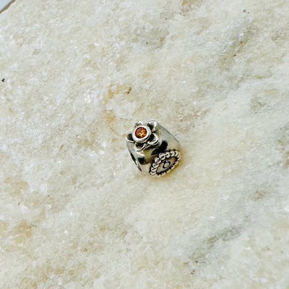EUC Pandora 790427OCZ Sterling Silver Perfume Bottle Charm w/ Orange Zirconia - Picture 11 of 15